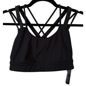 Victoria Secret Sport Black Strappy Workout Bra Yoga Pilates Walk Gym -S